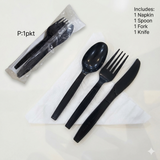 Black HD Cutlery Set (NAP+SBL+FBL+KBL+TP) [P:1pkt]