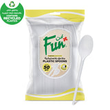 Fun® Plastic Lite White Plastic Spoons 6.5in [50pcs x 1pkt]