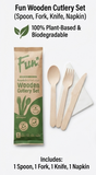 Fun® Wooden Cutlery Set Paper Wrap with Napkin [1set x 1pkt]