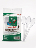 Fun® Heavy-Duty Clear Plastic Spoons [P:50pcsx1pkt]