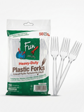 Fun® Heavy-Duty Clear Plastic Forks [P:50pcs x 1pkt]