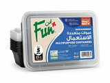 Fun® Black Rect. Microwavable Container 24oz - w/Lid [P:5pcsx1pkt]