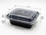 Fun® Microwavable Black Rectangular Containers with Clear Lids 12oz [5pcs x 1pkt]