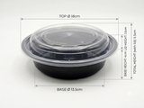 Fun® Black Round Microwavable Container 24oz - w/Lid [P:5pcsx1pkt]