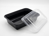 Fun® Black Rect. Microwavable Container 24oz - w/Lid [P:5pcsx1pkt]