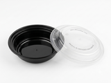 Fun® Black Round Microwavable Container 24oz - w/Lid [P:5pcsx1pkt]