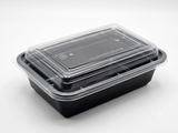 Fun® Black Rect. Microwavable Container 24oz - w/Lid [P:5pcsx1pkt]