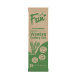 Fun® Wooden Cutlery Set Paper Wrap with Napkin [1set x 1pkt]