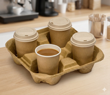 Moulded-Fibre 4-Cups Takeaway Drinks Carrier [P: 1pc]