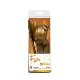 Fun Ramadan HD Cutlery Set (Spoon+Fork+Knife) - Golden [P:18pcsx1pkt]