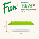 Fun Bio'd Clear Rectangular Container with Green Lid - 12oz (Pack of 4)