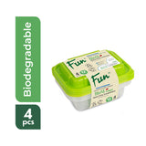 Fun Bio'd Clear Rectangular Container with Green Lid - 12oz (Pack of 4)