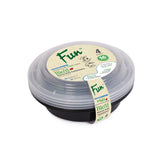 Fun Bio'd Black Round Container with Clear Lid -16oz (Pack of 4)