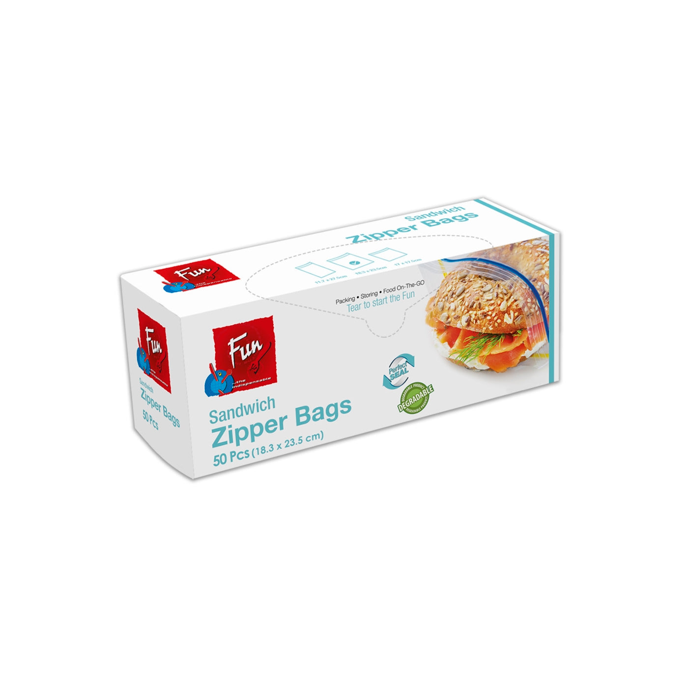 Fun® Indispensable Zipper Sandwich Bags 18.3x23.5cm 50pcs – Al Bayader  International